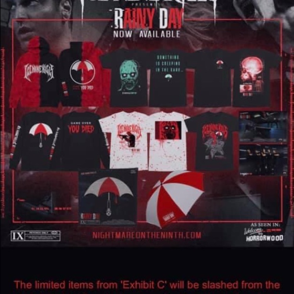 ISO Ice Nine Kills Rainy Day Merch.